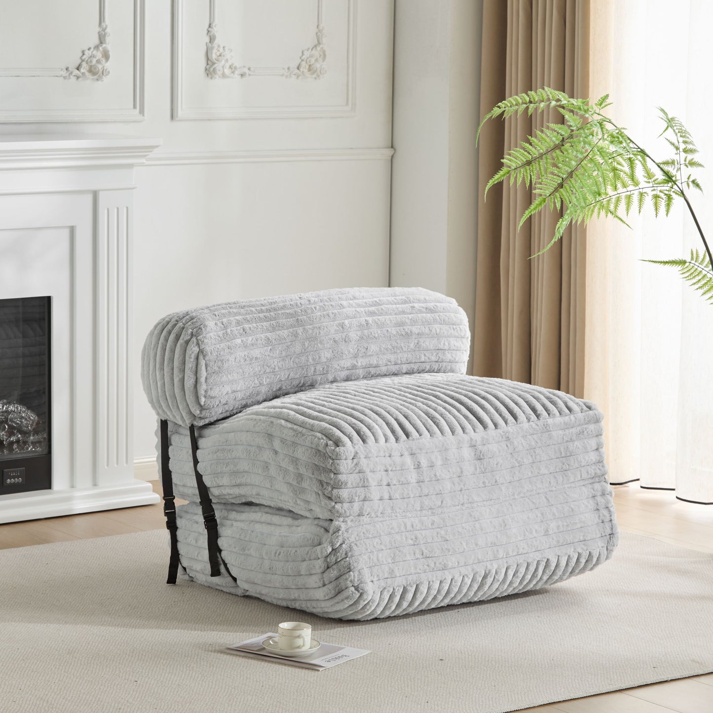 Latina - Indoor Foldbable Bean Bag Lounge Chair - Light Gray Noble House