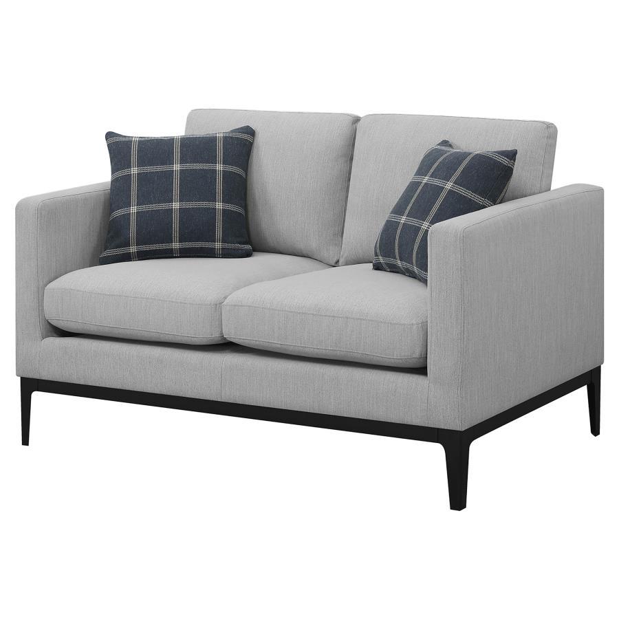 Apperson - Upholstered Track Arm Loveseat - Light Gray CoasterElevations