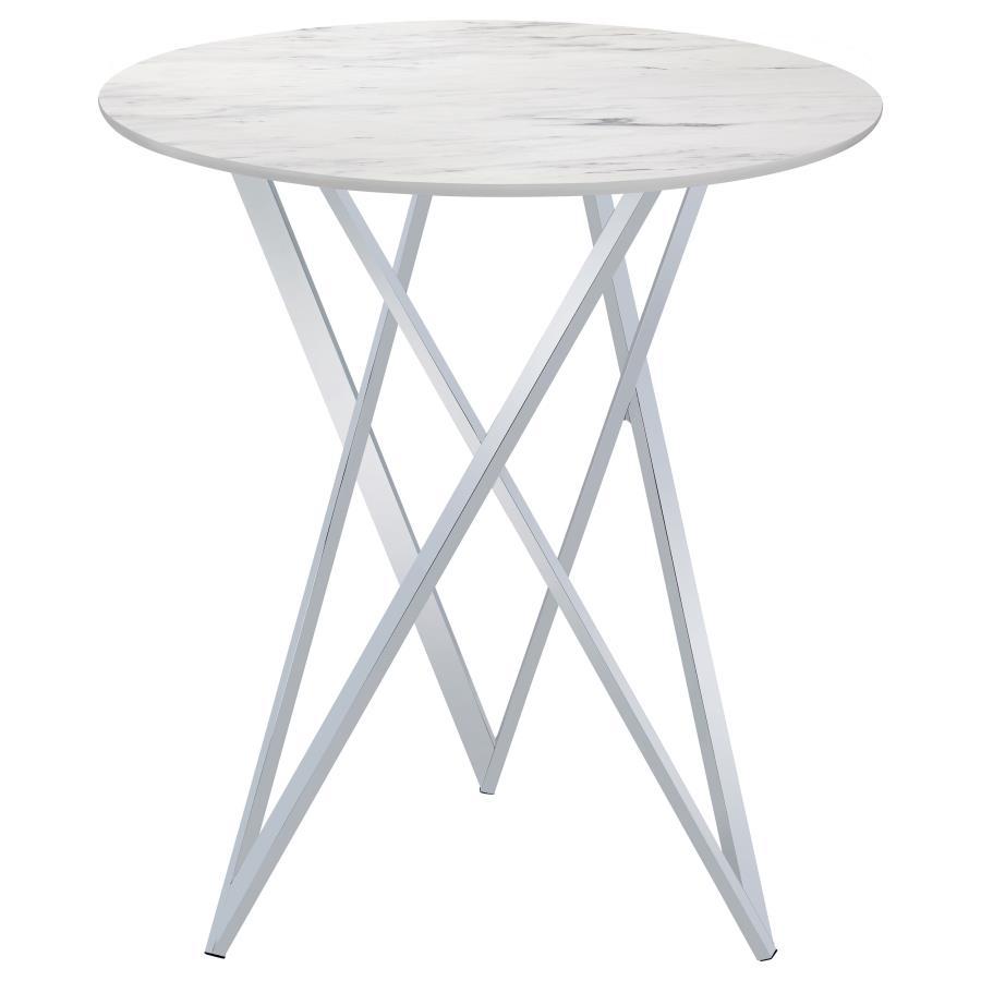 Bexter - Round Faux Marble Bistro Bar Table - Chrome CoasterEveryday