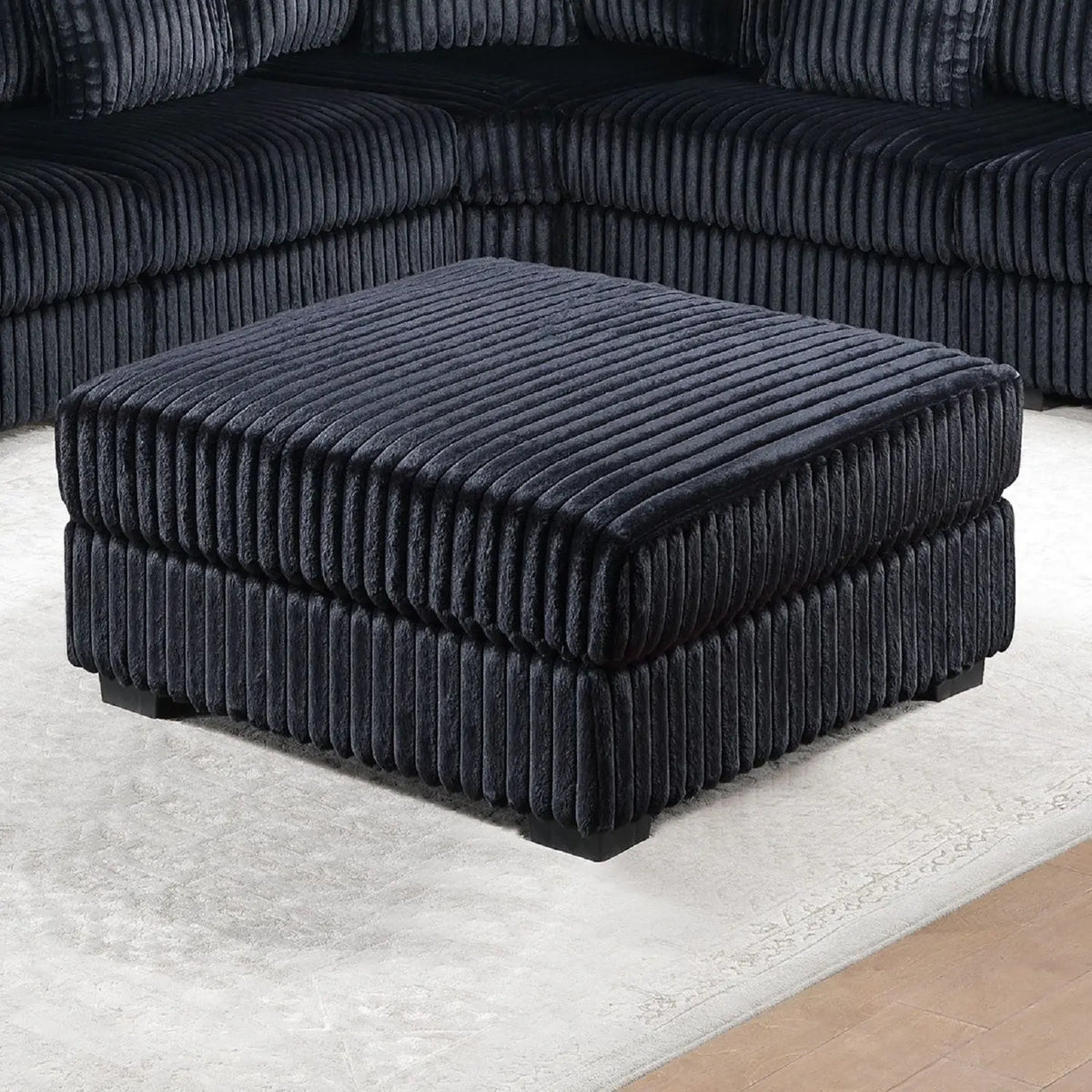 Soft Upholstered Ottoman - Black Home Essentials