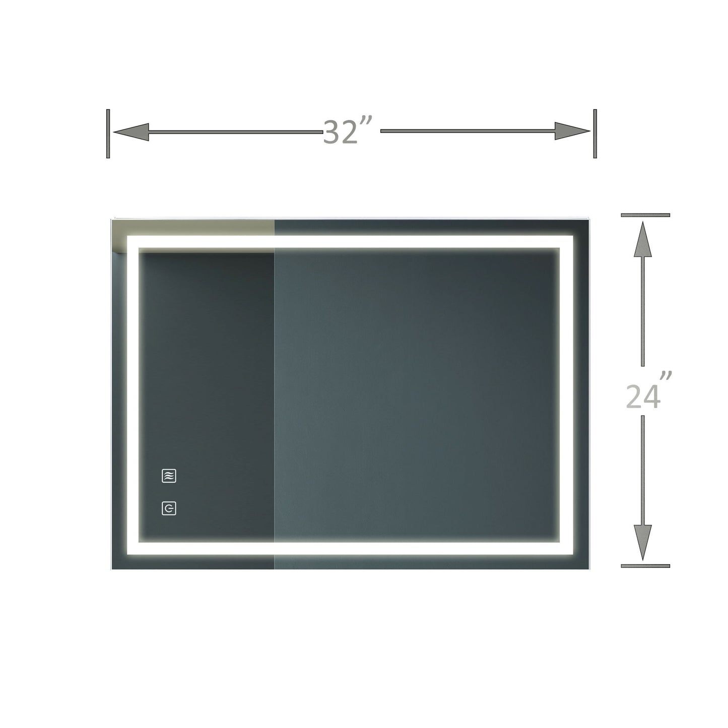 Bathroom Vanity Rectangle Mirror With Front Lighting, Anti Fog, Dimmable, Smart Memory Function Daily Nest