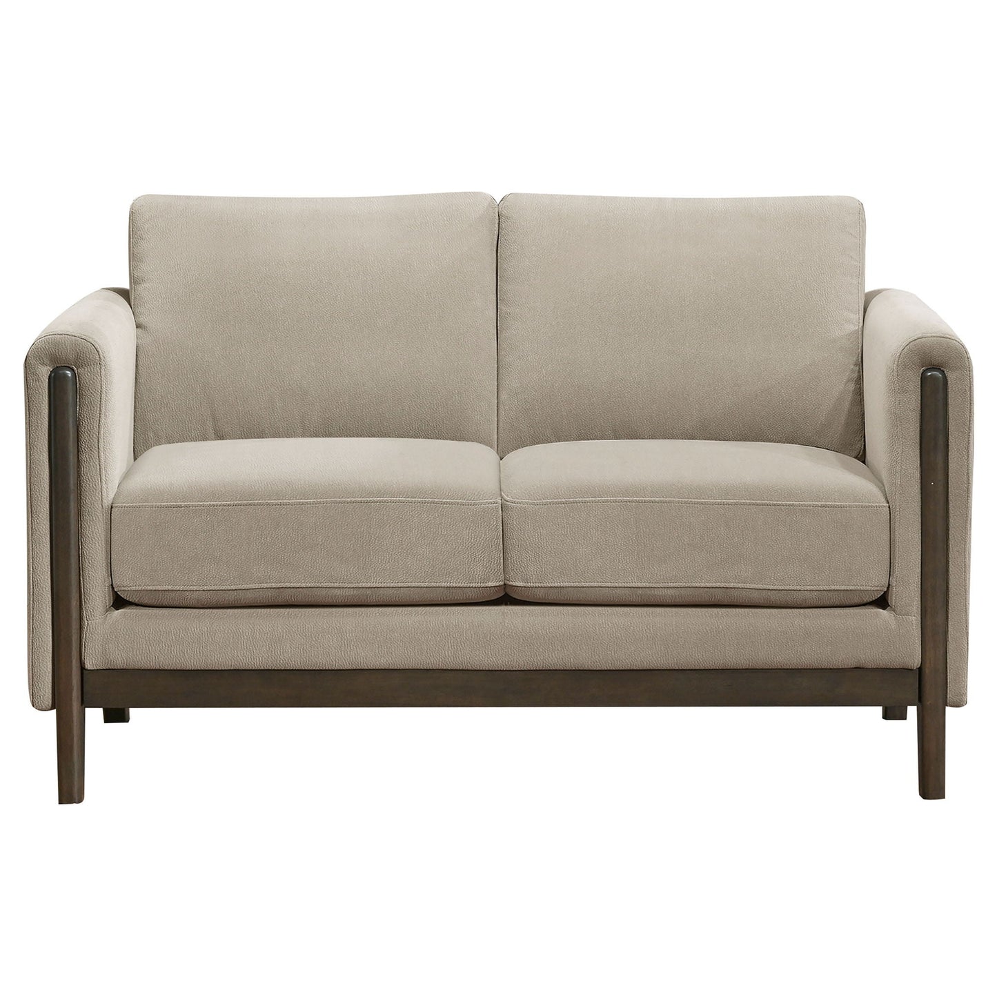 Fisher - Upholstered Panel Arm Loveseat - Taupe Furniture Max