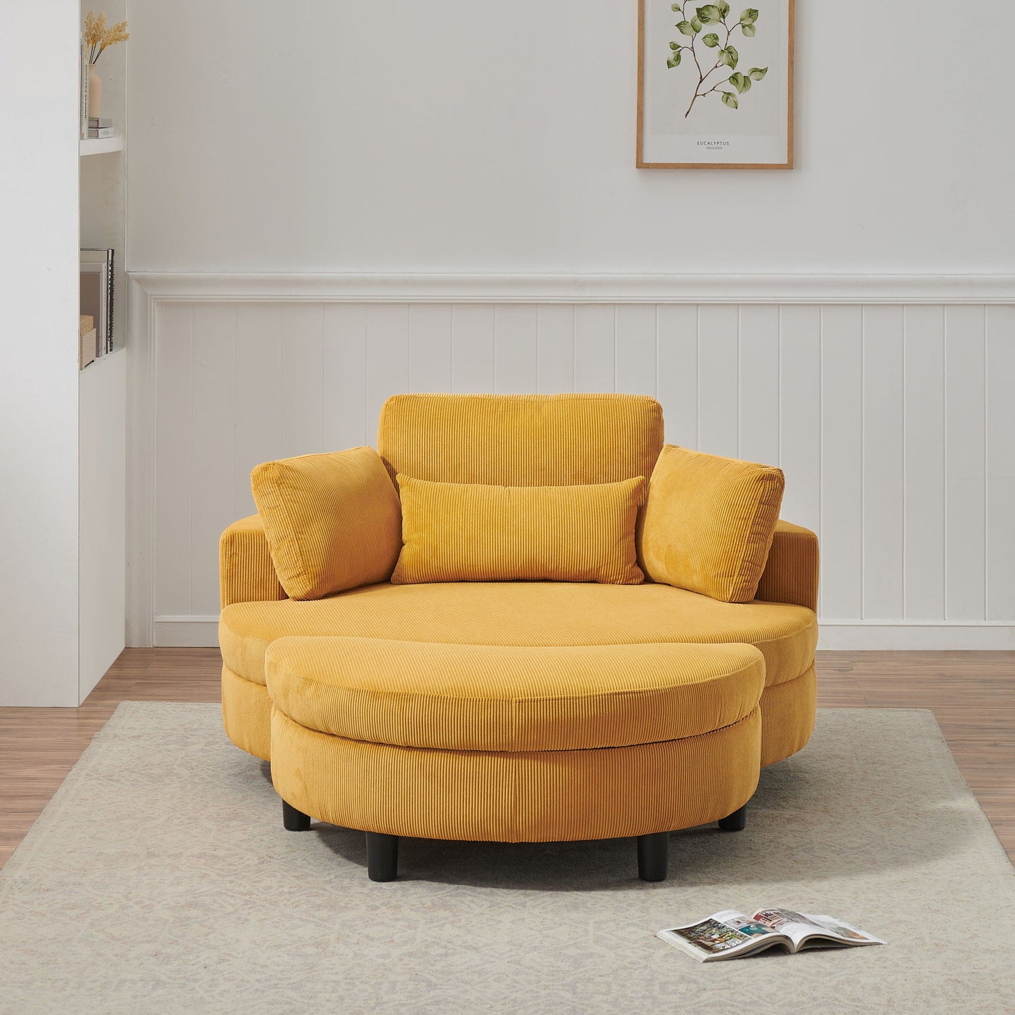 Corduroy Sofa With Two Throw Pillows And A Waist Pillow With An Extra Tray For Comfortable Seating In Small Apartment Bedrooms Home Essentials