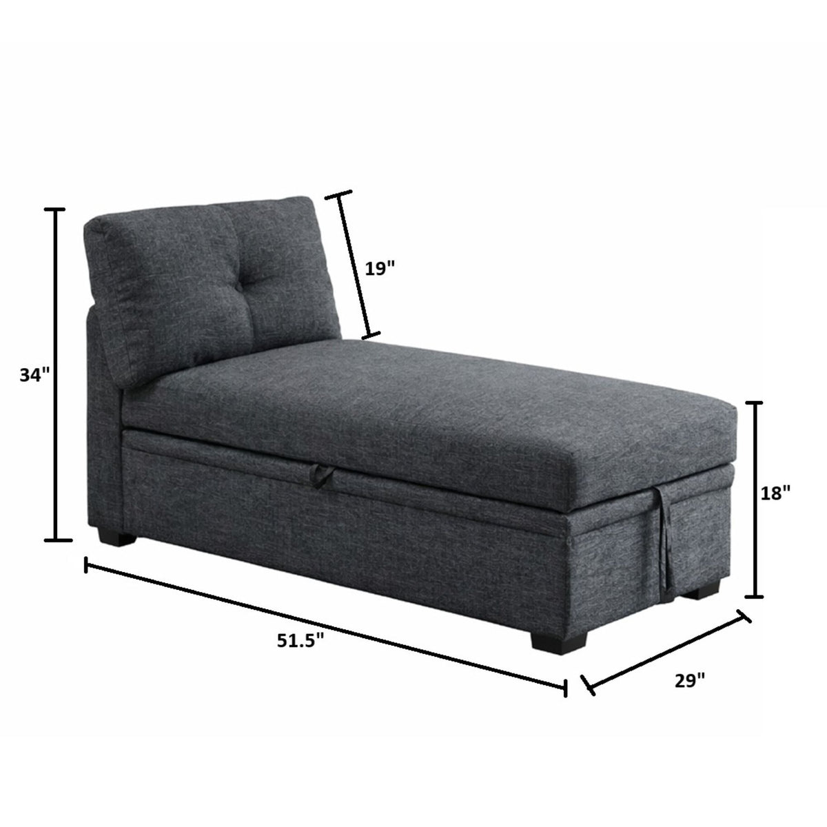 Reversible Storage Chaise - Dark Gray Home Essentials