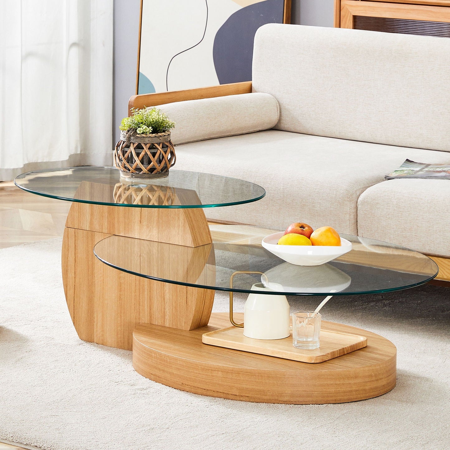 Contemporary Artistic Double Layer Coffee Table Home Essentials