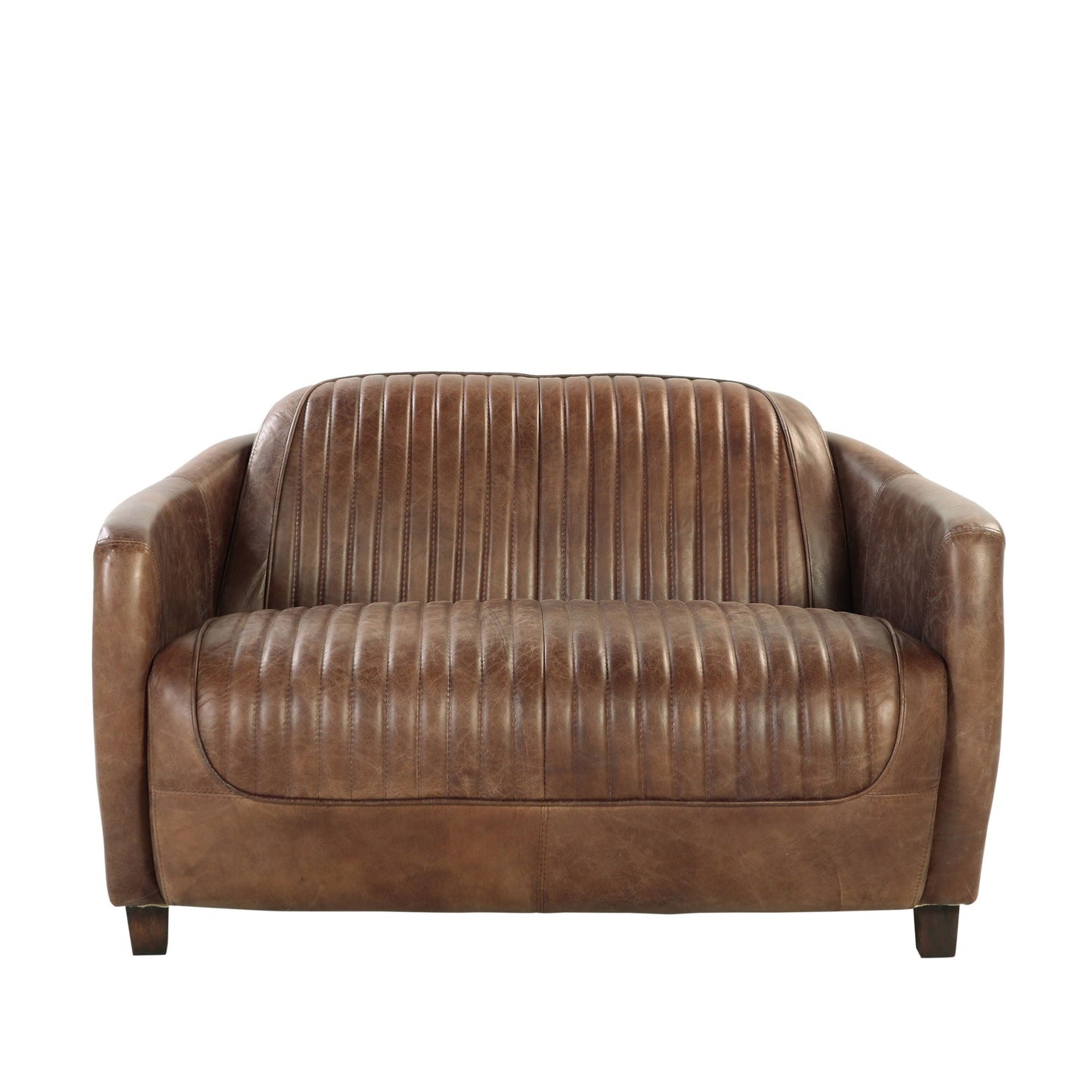 Brancaster - Grain Leather Loveseat - Brown Acme