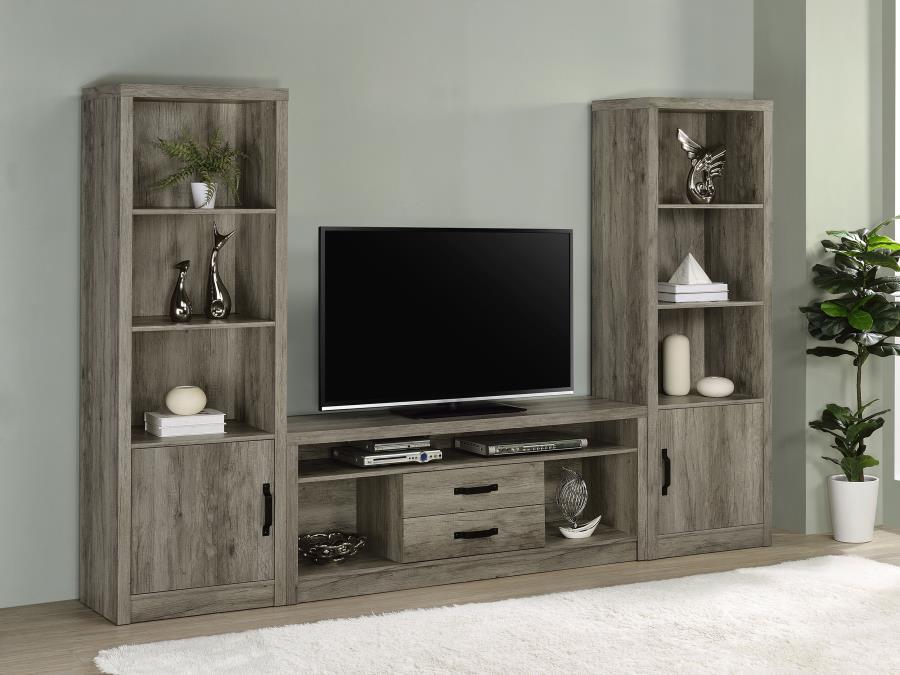 Burke - 3 Piece TV Entertainment Center - Gray Driftwood Coaster Fine Furniture