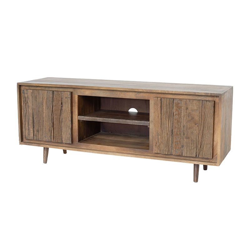 TV Cabinet With Recycle Wood 2 Door - Brown Home Essentials