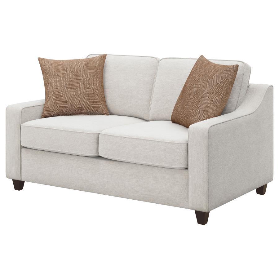 Christine - Upholstered Sloped Arm Loveseat - Beige CoasterElevations