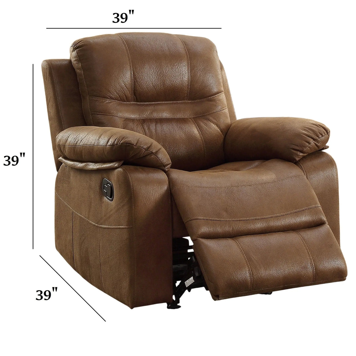 Manual Recliner With Pillow Arms And Headrest - Dark Brown Home Essentials