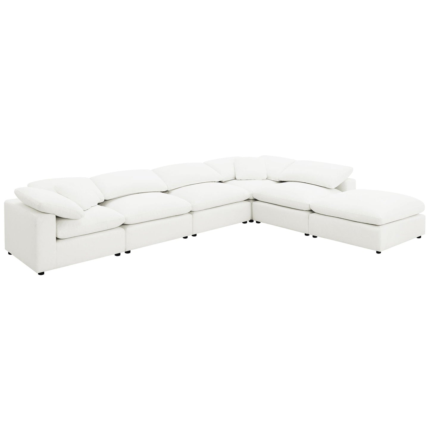 Segoura - 6 Piece Upholstered Modular Sectional With Ottoman - Ivory Furniture Max