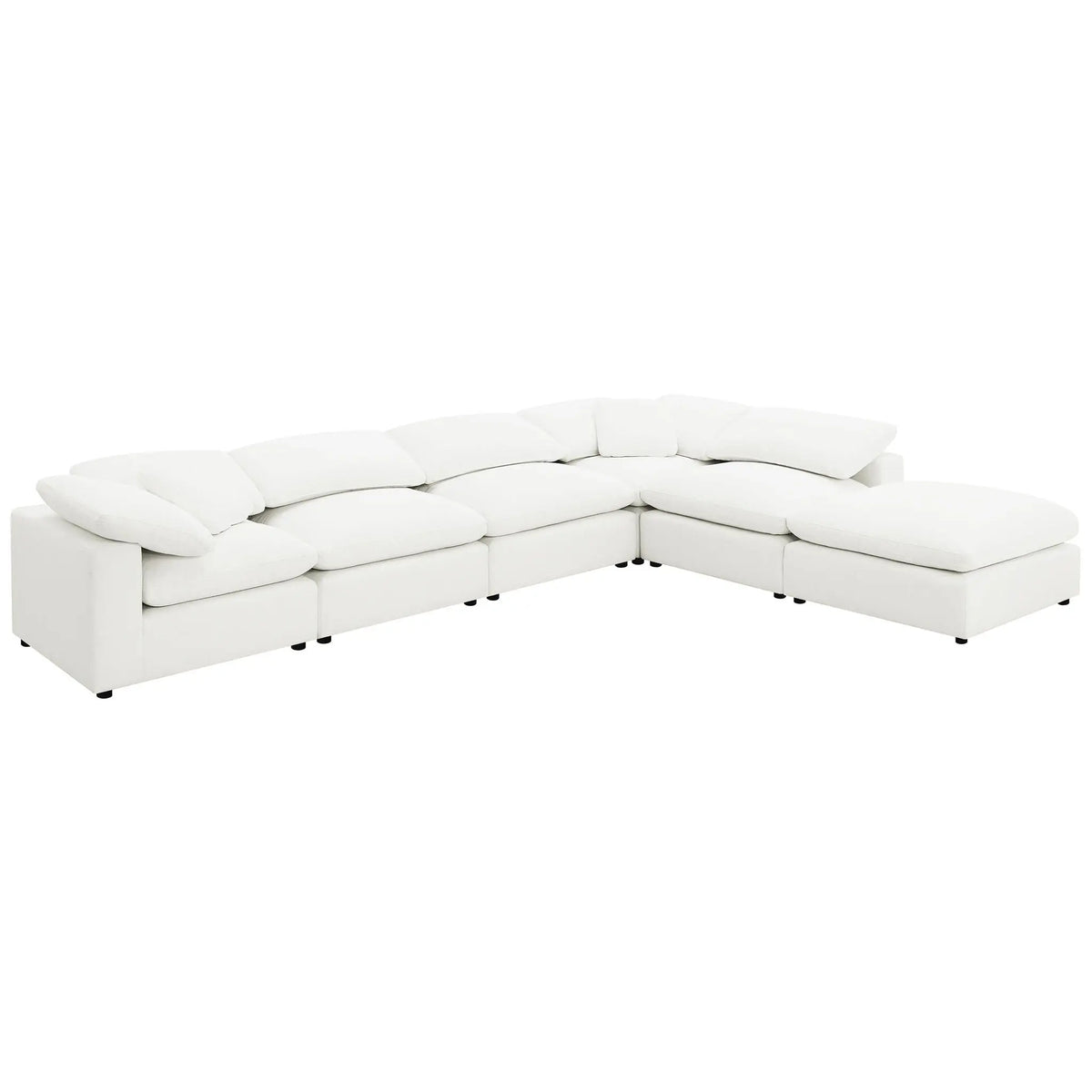 Segoura - 6 Piece Upholstered Modular Sectional With Ottoman - Ivory Furniture Max