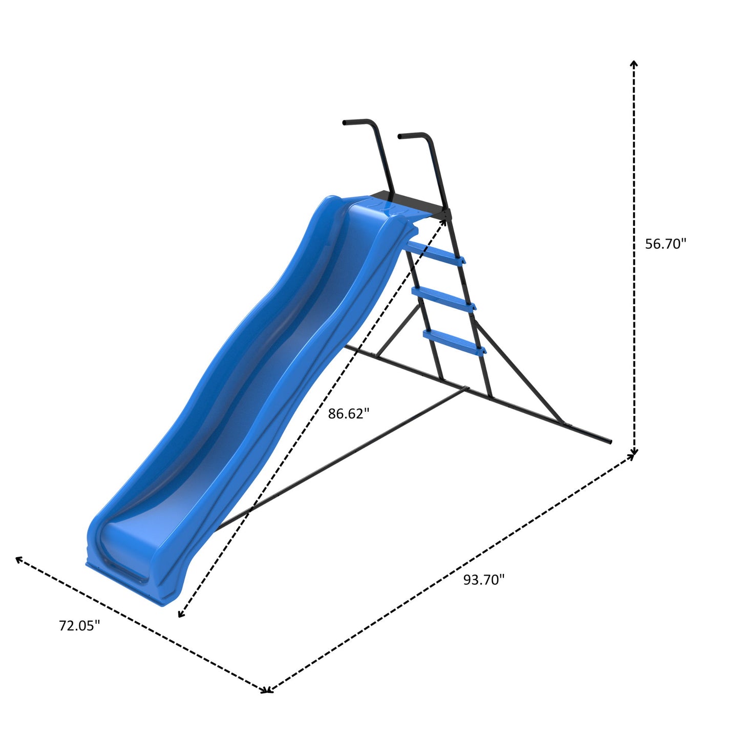 Xsl003 2.2M Kids Plastic Slide Indoor Freestanding Playground Equipment Children Plastic Slide Kids Indoor Slide - Blue Daily Nest