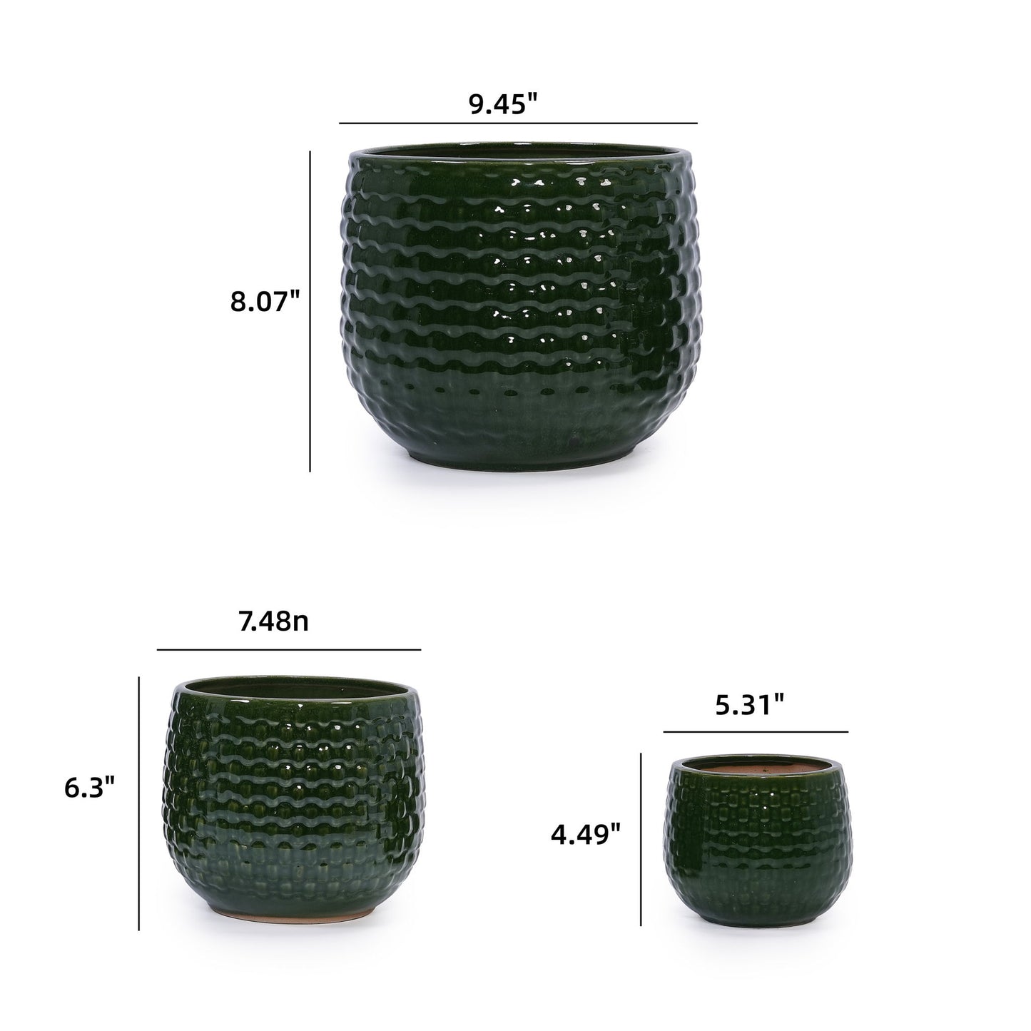 3 Pieces Flowerpot, Planter For Patio, Garden Or Windowsills - Dark Green Daily Nest