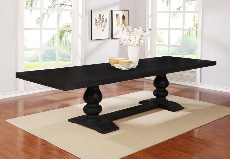 Phelps - Extension Leaf Dining Table Distressed Noir - Distressed Nior CoasterEssence