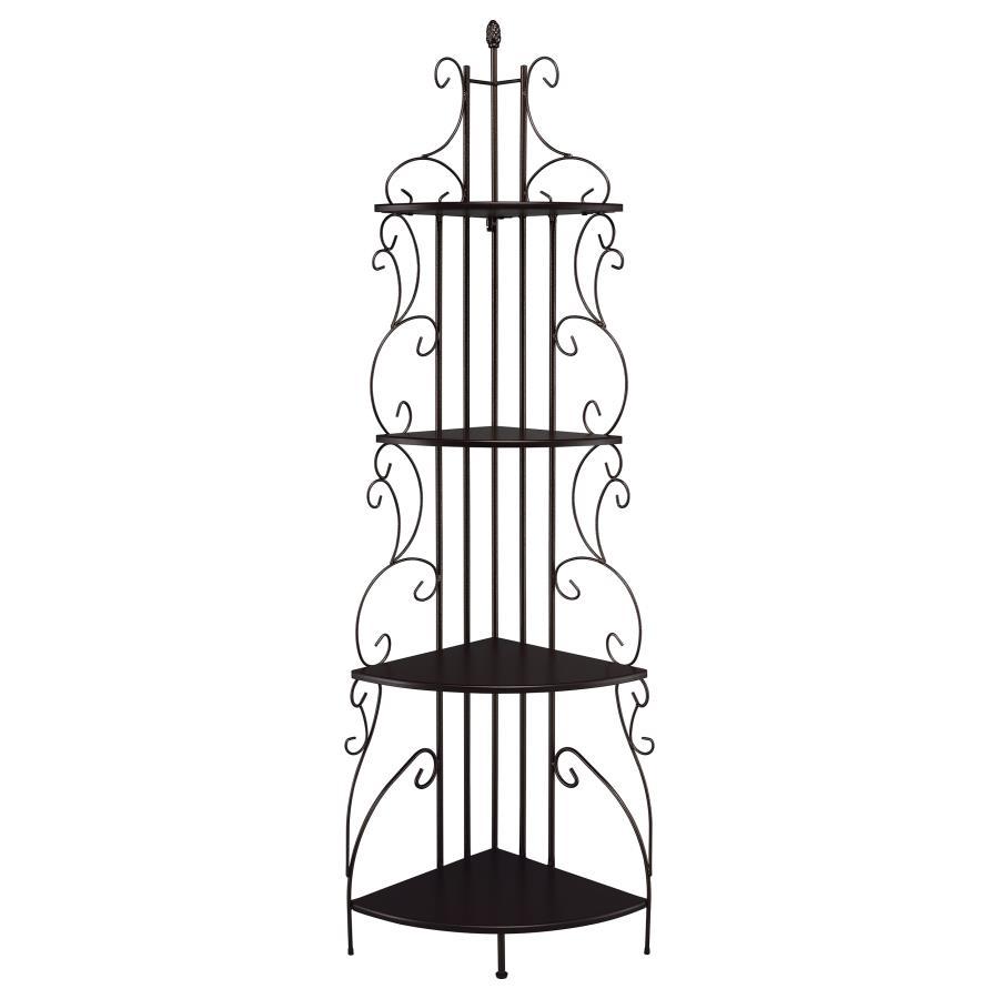Poppy - 4-Shelf Corner Bookshelf - Copper And Cappuccino CoasterEveryday