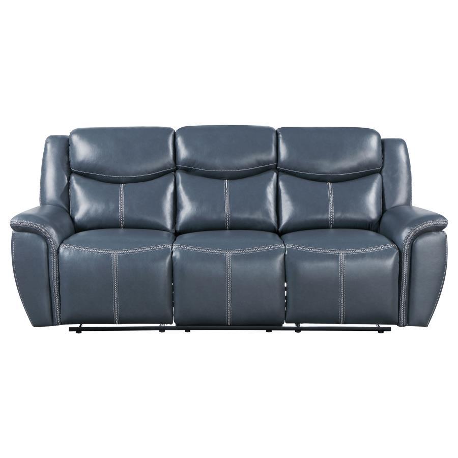 Sloane - Upholstered Padded Arm Reclining Sofa - Blue Coaster Fine Furniture