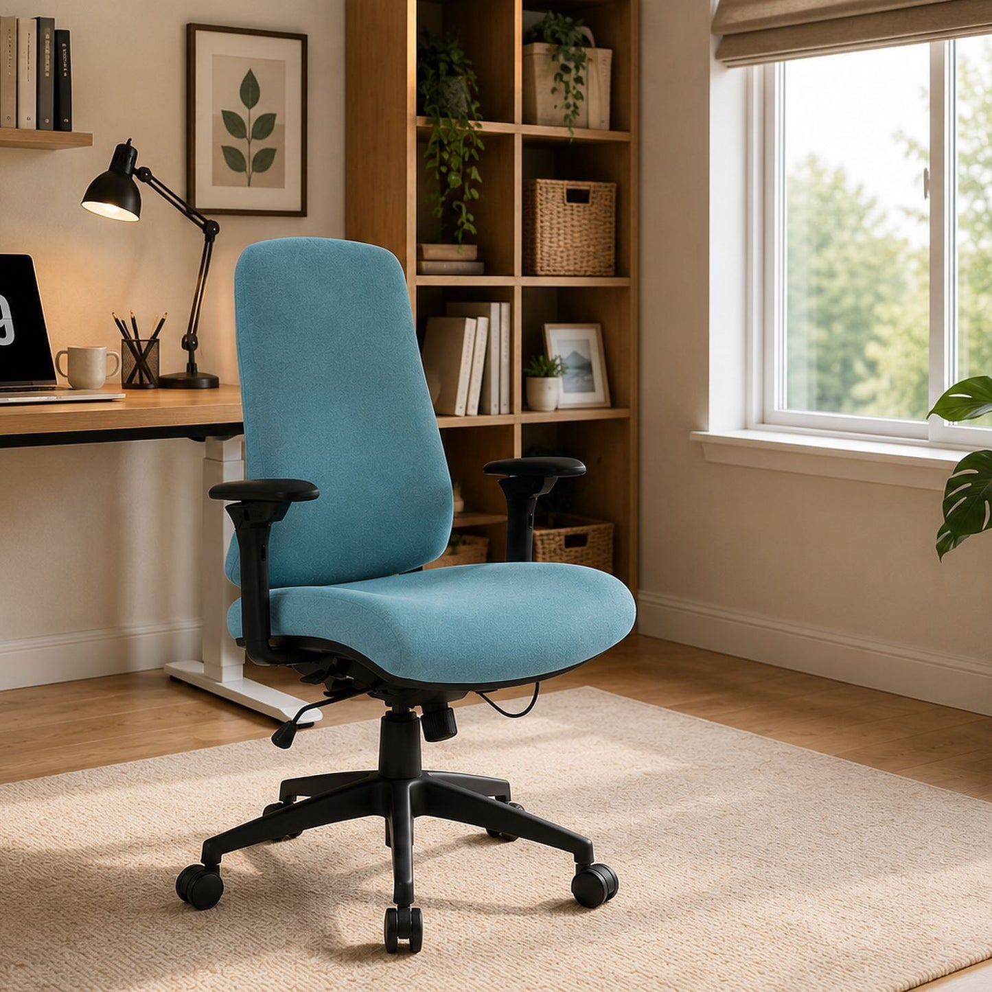 Office Chair With Mid Back Design, 5D Armrests And Multi Position - Blue Home Essentials
