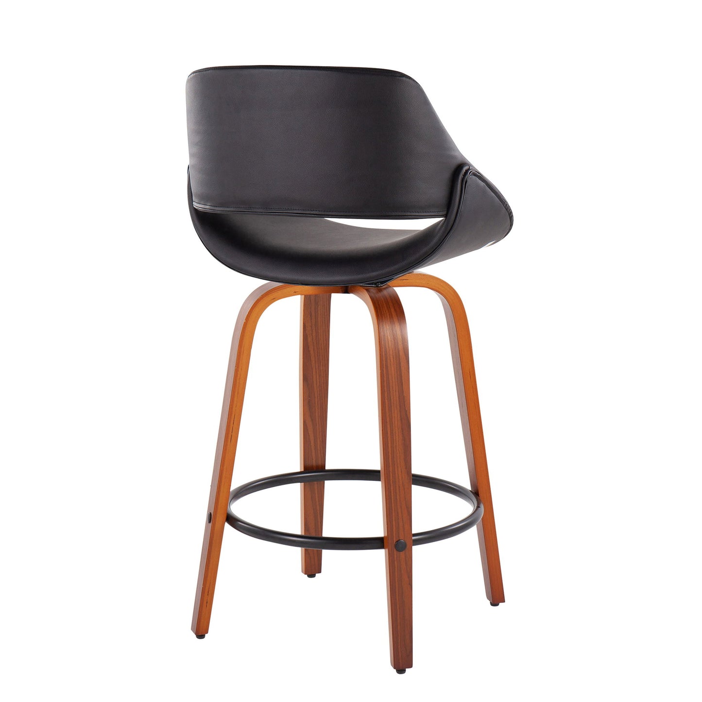 Fabrico - Mid Century Modern Fixed Height Counter Stool And Round Footrest (Set of 2) Lumi Source