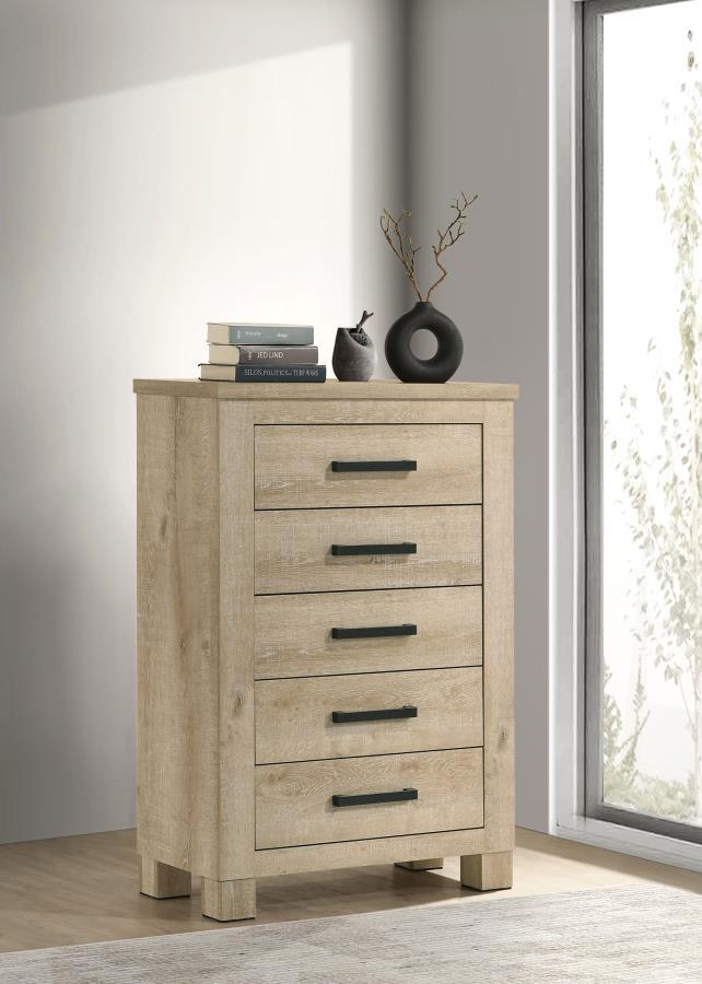 Oakglen - 5-Drawer Bedroom Chest Of Drawers - Weathered Oak Coaster Fine Furniture