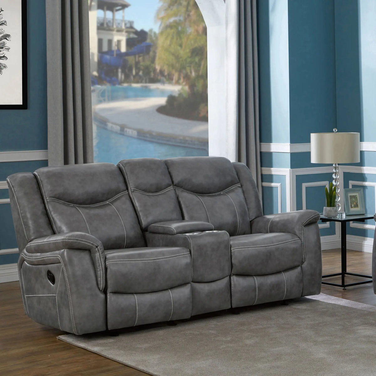 Carmen - Cool Motion Loveseat With Storage, With Reclining Function And Built In Storage - Gray Furniture Max