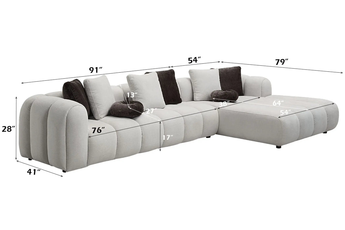Manilla - Sectional Sofa With 8 Pillows - Ivory White Acme
