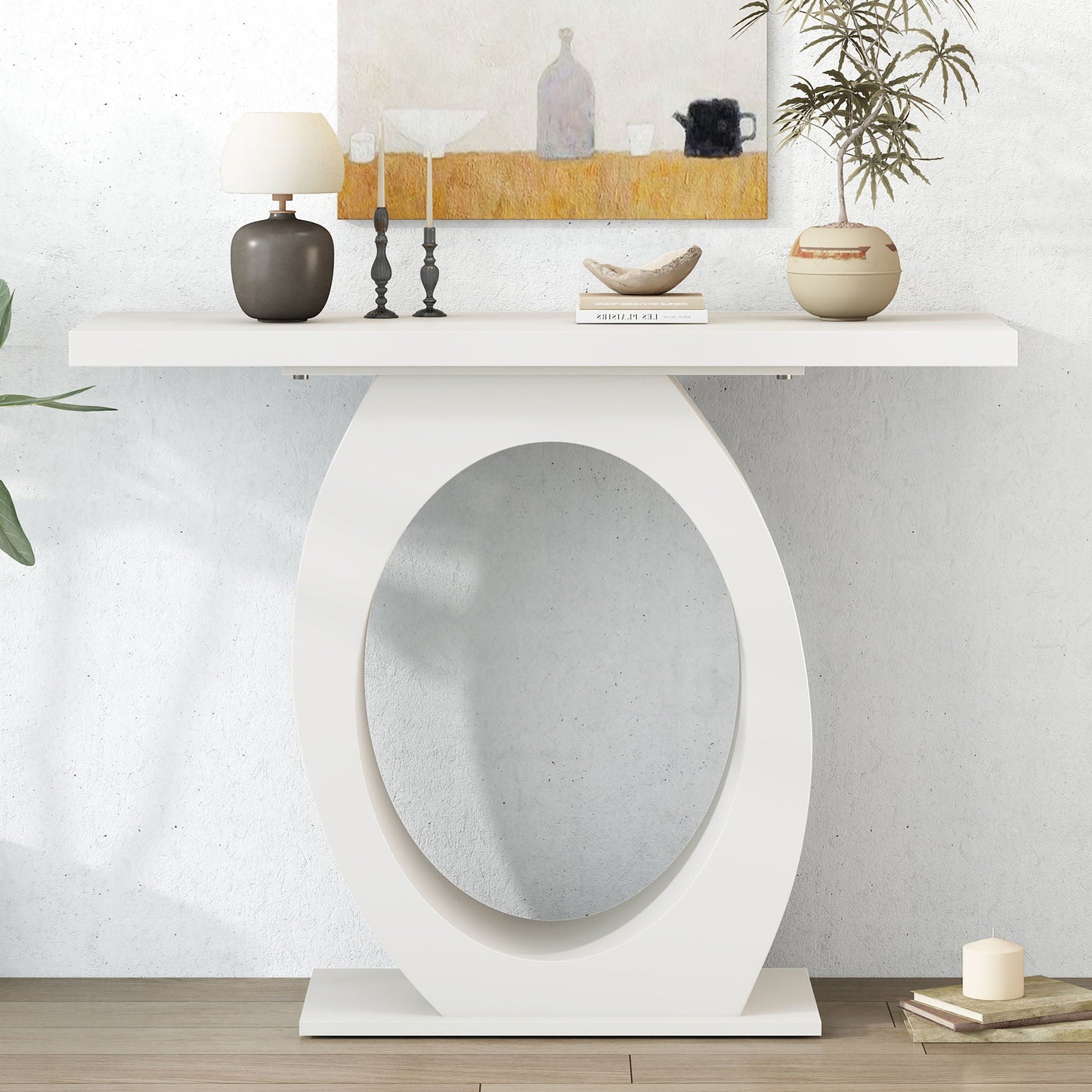 Console Table With Oval Base And Reinforced Bottom Plate Noble House