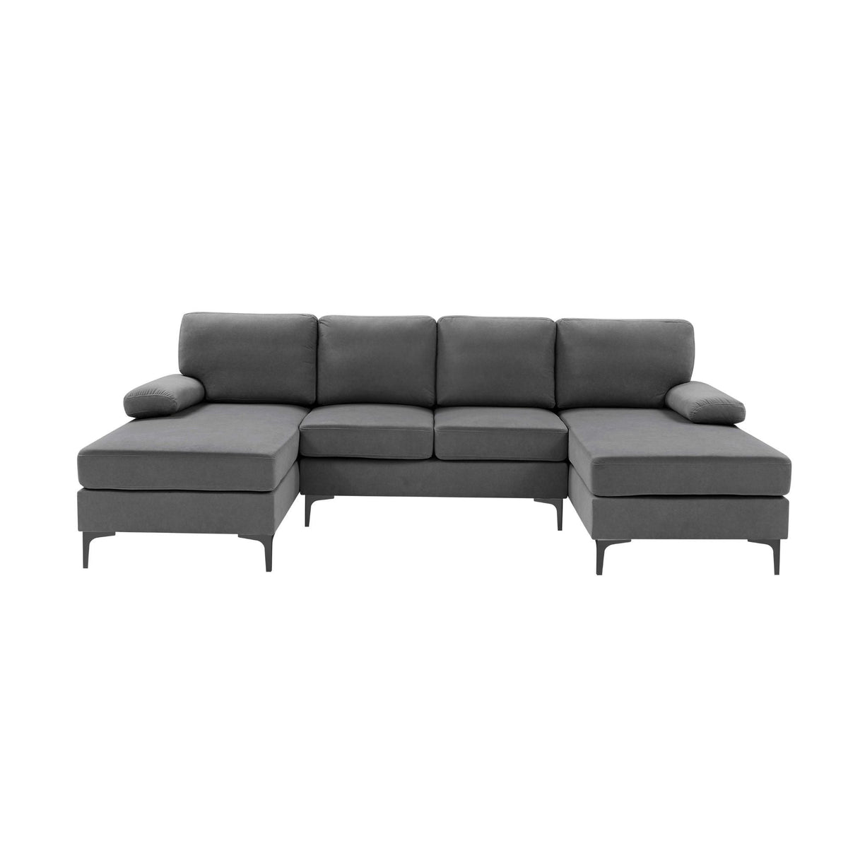 U - Shape Sectional With Legs, Pillow Top Arms - Dark Gray Home Essentials