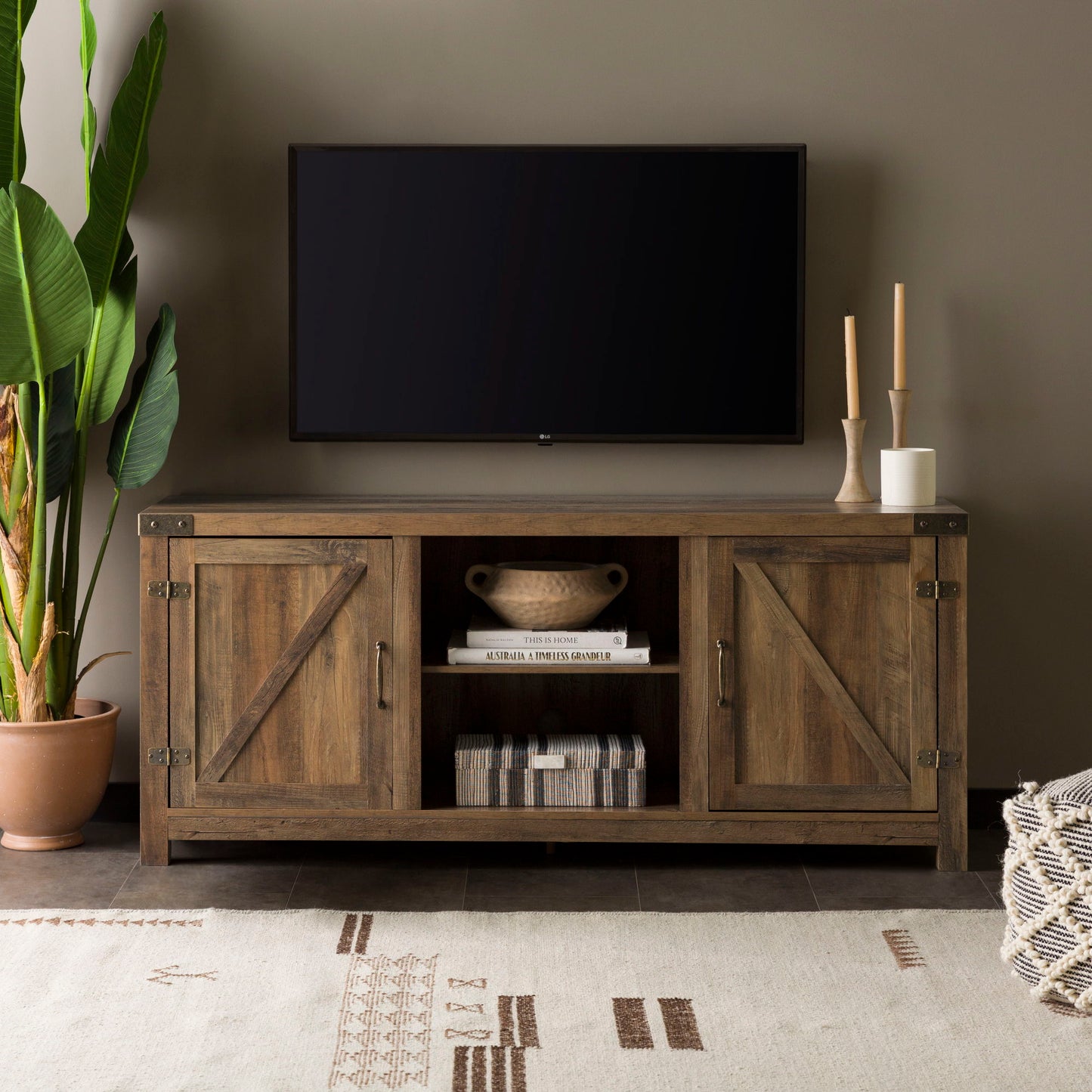 Farmhouse Barn Door TV Stand For TVs Up To 65" Walker Edison