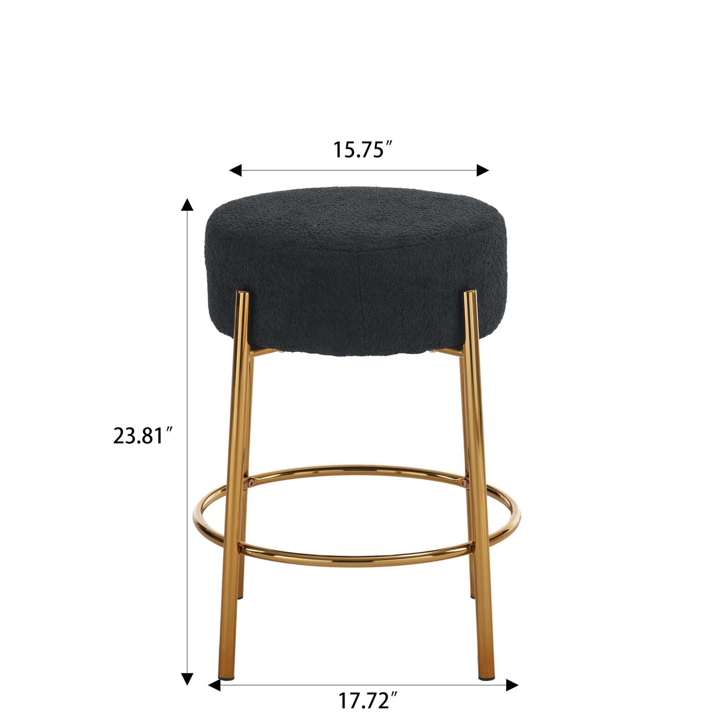 Round Bar Stools (Set of 2), Contemporary Upholstered Dining Stools For Kitchens, Coffee Shops And Bar Stores - Gold Legs Home Essentials