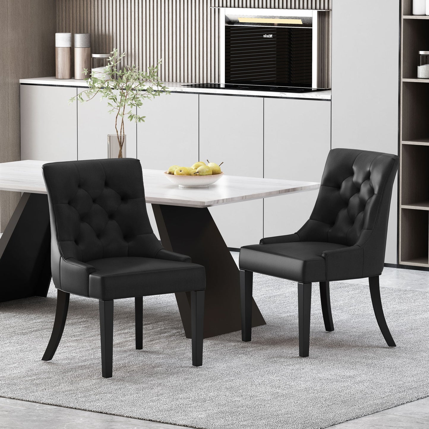 Cheney - Contemporary Dining Chair Tufted Upholstery (Set of 2) Noble House