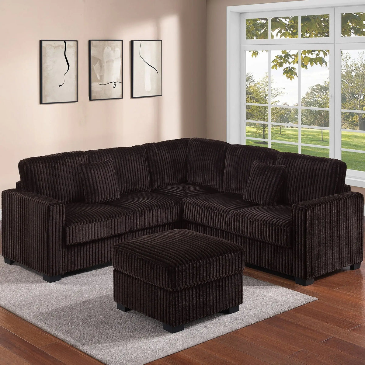 Modern Sectional Set With Cocktail Ottoman Home Essentials