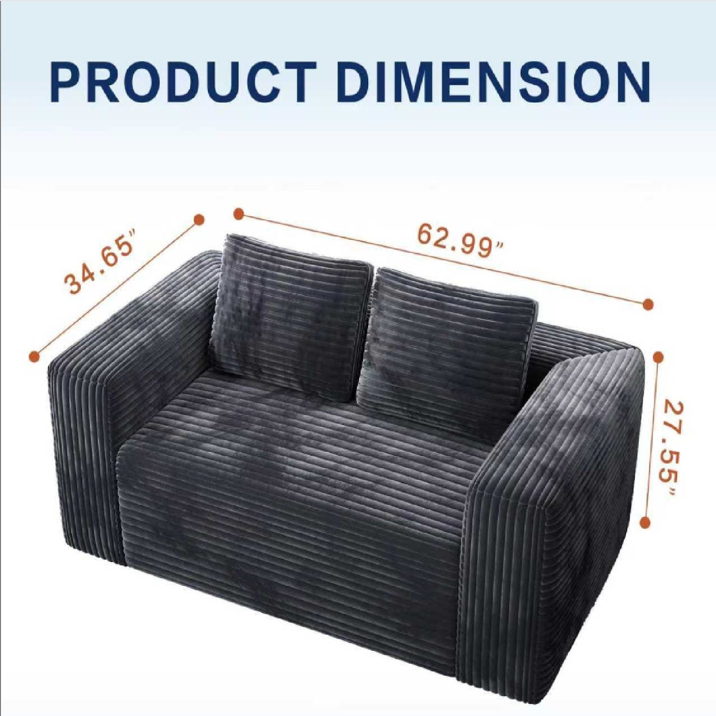 Cloud Loveseat Sofa Couch, 2 Seater Boneless Couch Home Essentials
