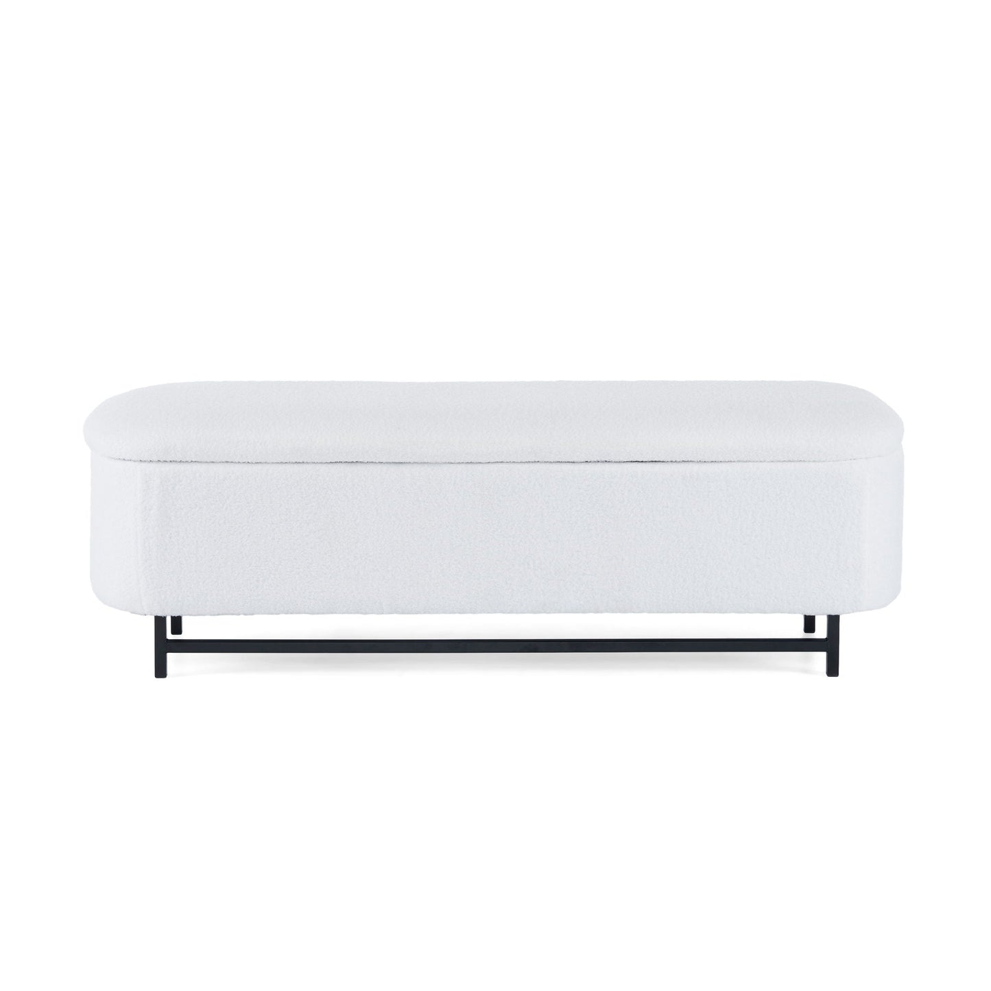 Modern Elegant Ottoman With Spacious Storage Function With Metal Feet - White / Black Noble House