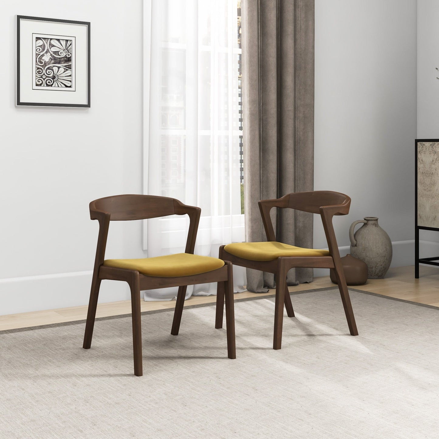 Dakota - Mid-Century Modern Velvet Dining Chair (Set of 2) Ashcroft Furniture