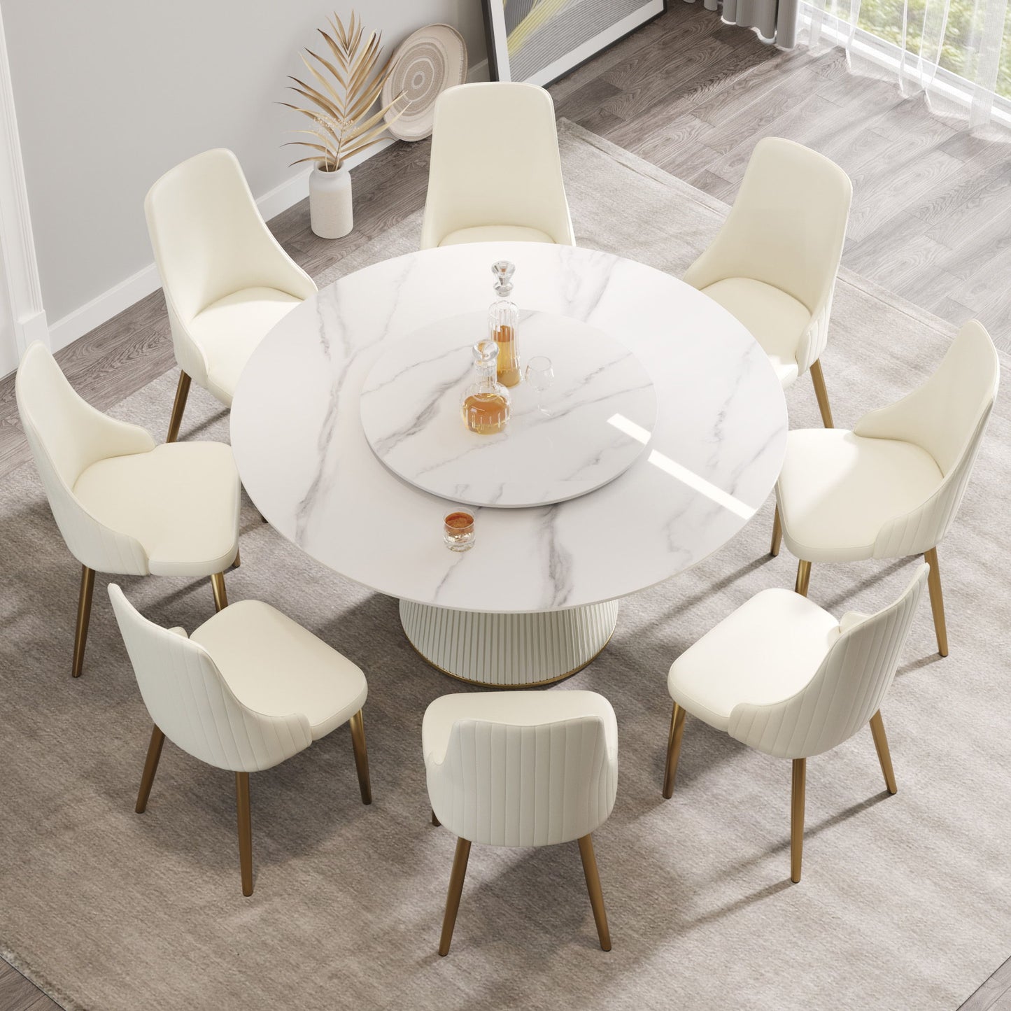 Modern, Round Black Carbon Steel Base Dining Table, Can Accommodate 6 People Home Essentials