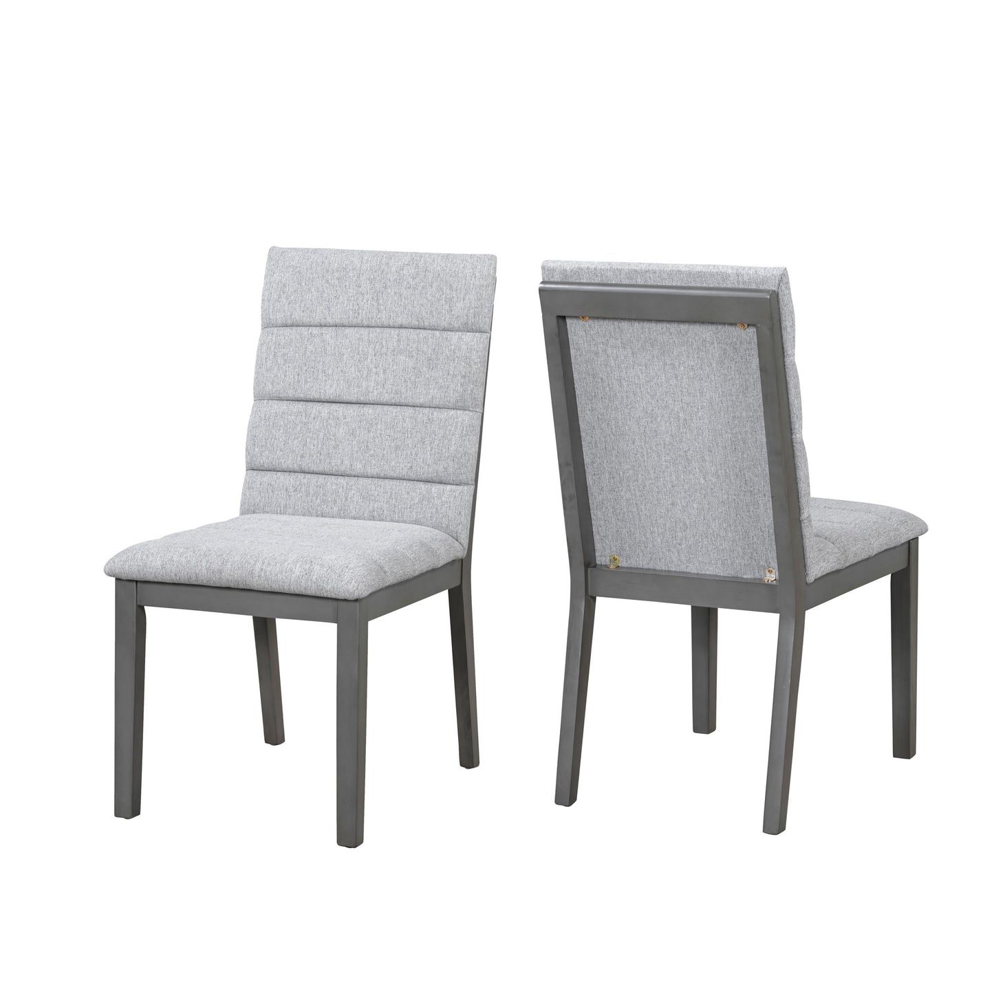 Tufted Upholstery Modern Dining Chairs (Set of 2) Sleek Comfort With Rubber Wood Frame - Gray / Oak Hearth and Haven