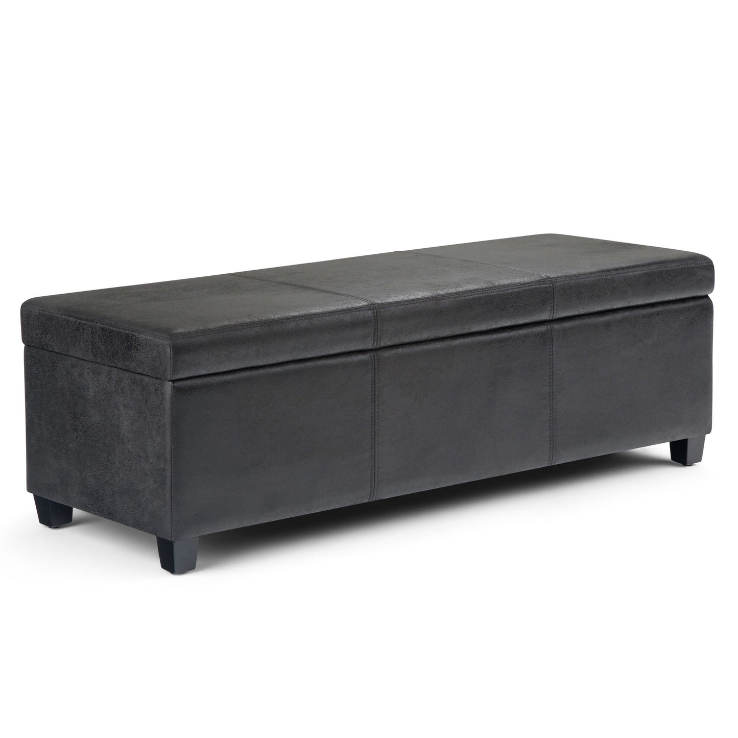 Avalon - Storage Ottoman Bench - Distressed Black Simpli-Home
