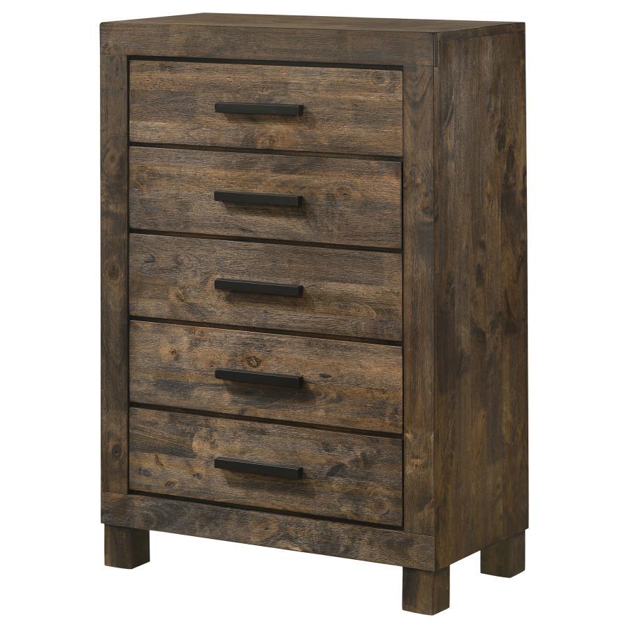 Woodmont - 5-Drawer Bedroom Chest - Rustic Golden Brown CoasterEveryday