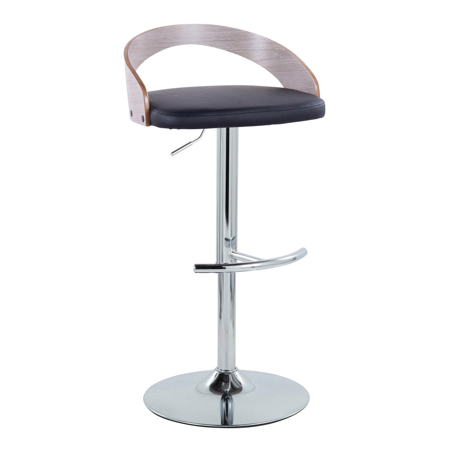 Grotto - Contemporary, Adjustable Barstool With Swivel With Rounded T Footrest (Set of 2) Lumi Source