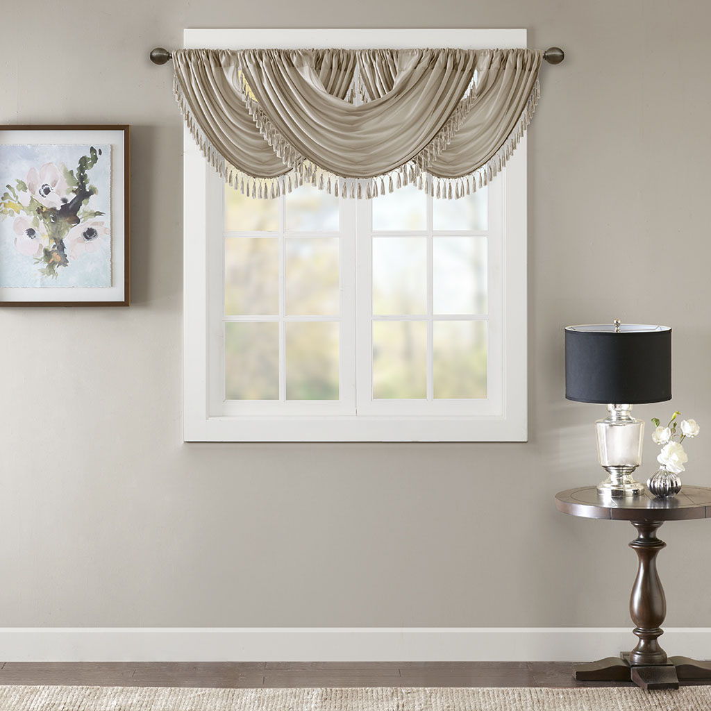 Elena - Waterfall Embellished Valance - Champagne Madison Park