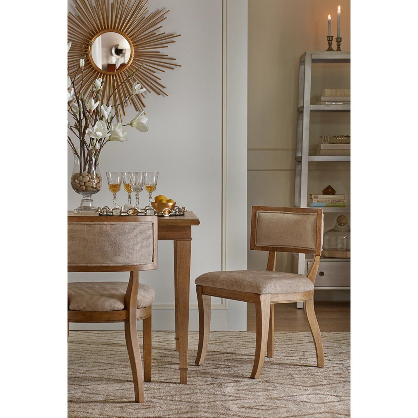 Classic Dining Chair With Curved Back (Set of 2) - Beige / Light Natural JLA