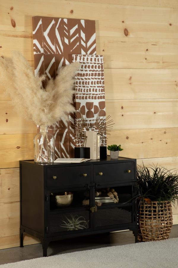 Sadler - 2-Drawer Metal Accent Storage Cabinet - Matte Black CoasterElevations