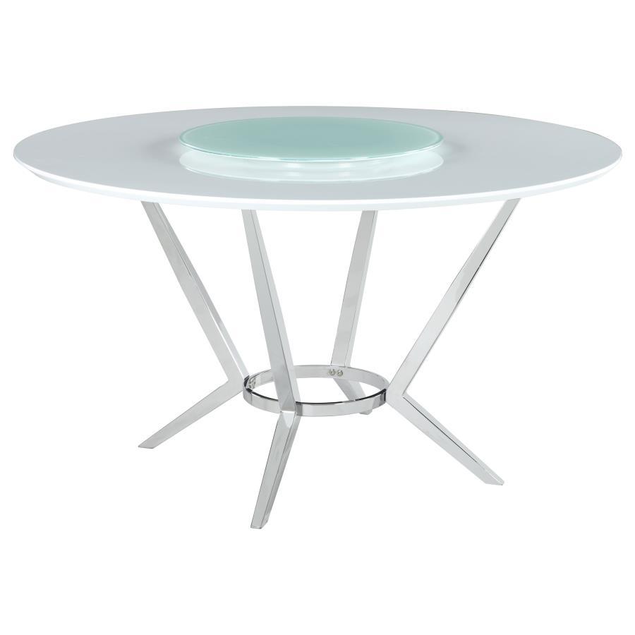 Abby - 5 Piece Round Dining Table Set - White High Gloss CoasterElevations