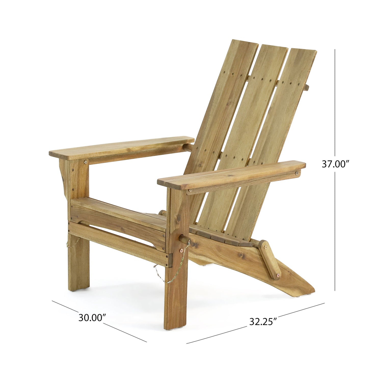 Outdoor Foldable Adirondack Chair With Slat Back - Natural Noble House