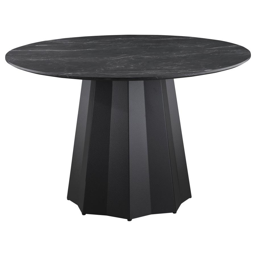 Camden - 5 Piece Round Faux Marble Top Dining Table Set - Black Coaster Fine Furniture