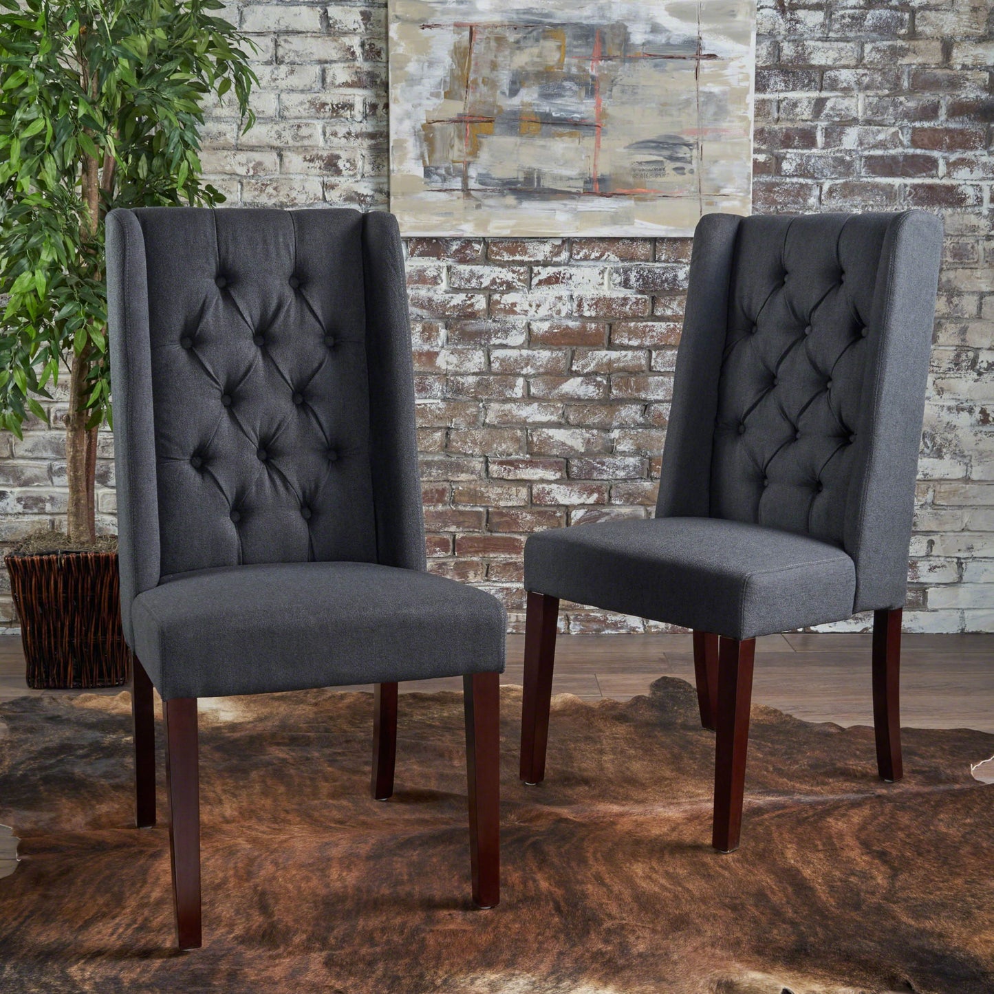 Sophisticated Tufted Dining Chair With High Back Design Noble House