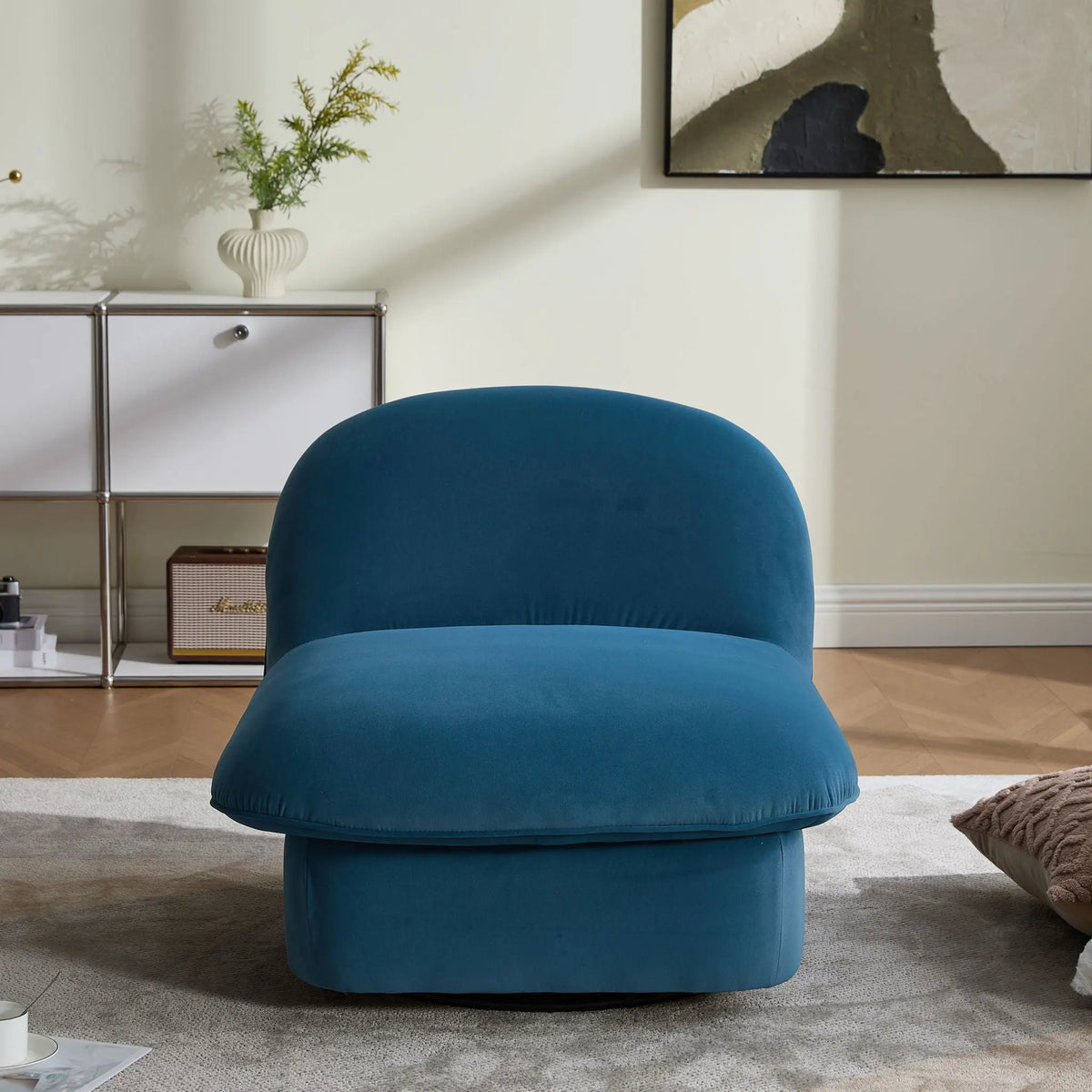 Pumpkin Shaped Swivel Accent Chair, 360 Degree Rotation For Living Room Home Essentials