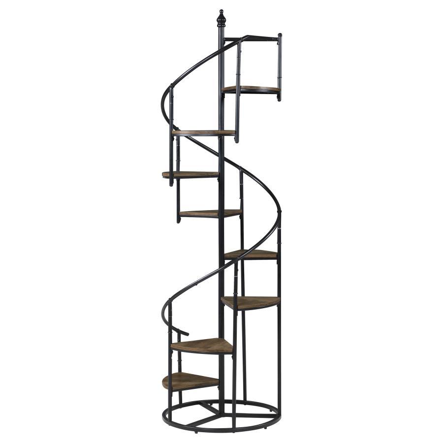 Roseglen - 8-Shelf Staircase Bookshelf - Rustic Brown CoasterEssence