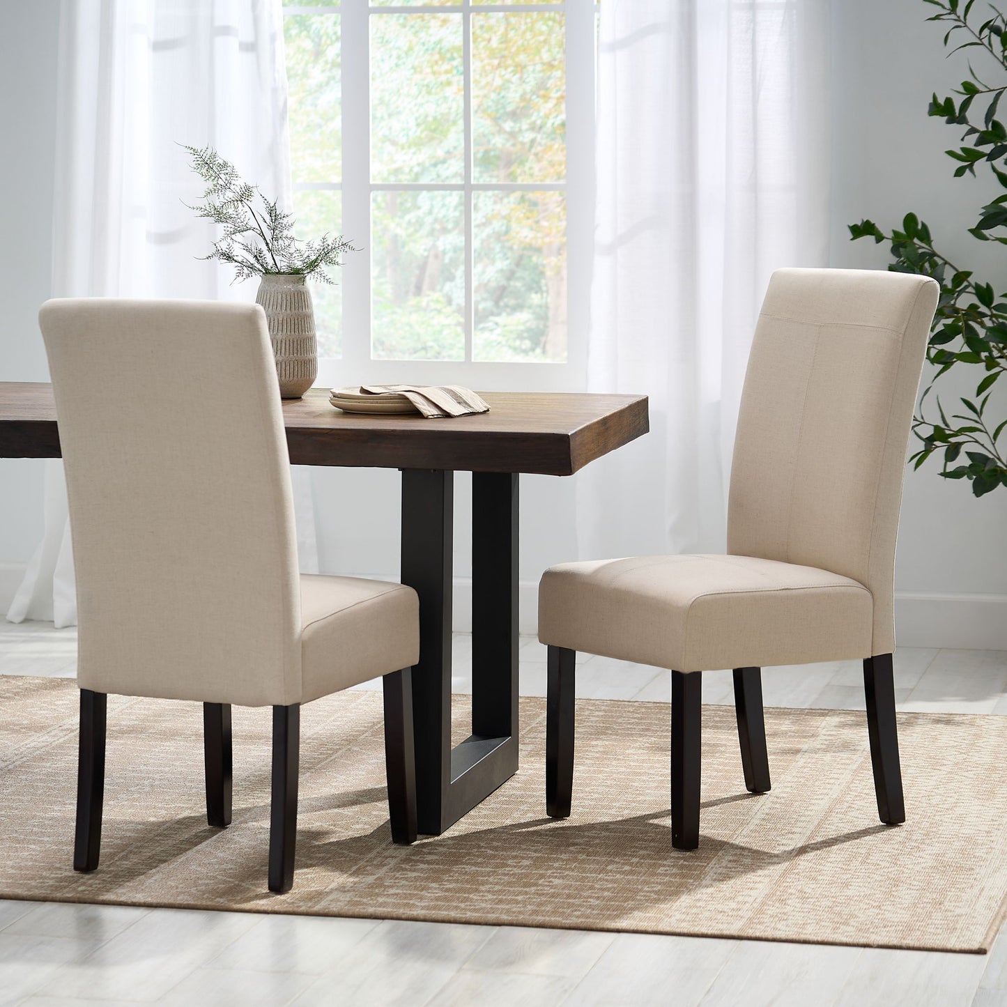Pertica - Dining Chair Contemporary Design Wood Fabric - Natural Noble House